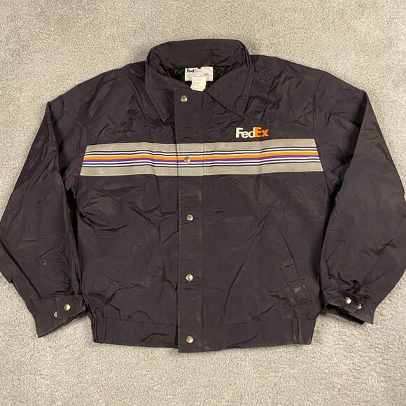 Fed Ex‎ Jacket Mens Large Employee Windbreaker Reflective Vintage Stan Herman - Picture 1 of 12